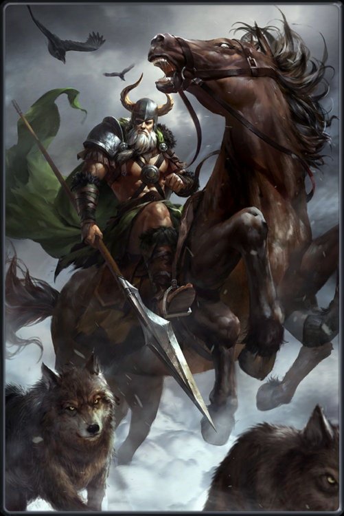Odin + Sleipnir, Freki, Geri, Huginn and Muninn | Mitologia ...