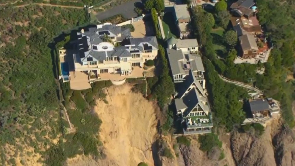 Three homes on a cliff, California coastline