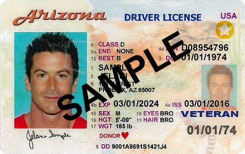 AZ Driver License Sample