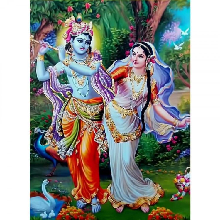 Radha Krishna Raas Leela Canvas Painting(Unframed) – Khirki.in