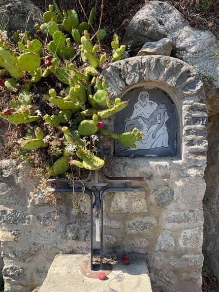 A shrine is taken over by Opuntia, which reproduces easily and grows back even when felled.