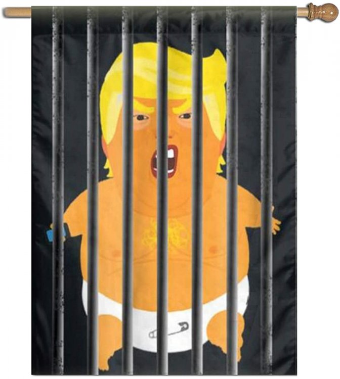 Amazon.com: Kaloloa Trump Baby Blimp Jail Impeach Prison Garden Flag Banner  for House Yard Decoration Family Flag 27"x37": Clothing