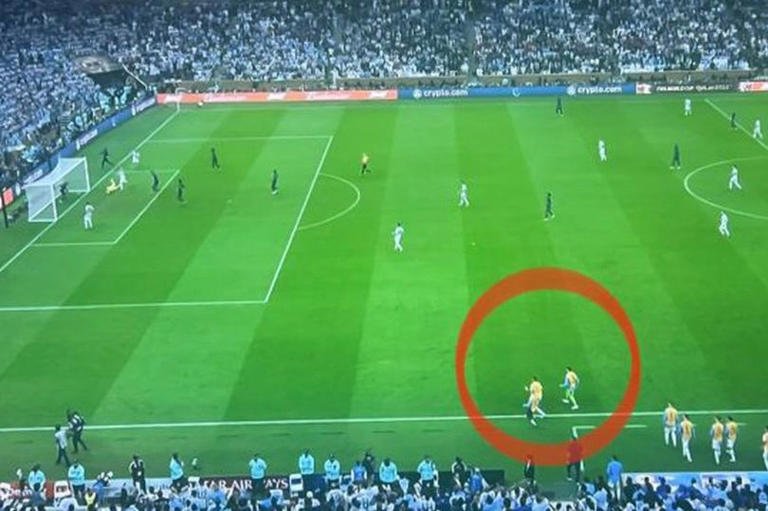 Lionel Messi's goal was scored with two players on the pitch, which should've seen it disallowed