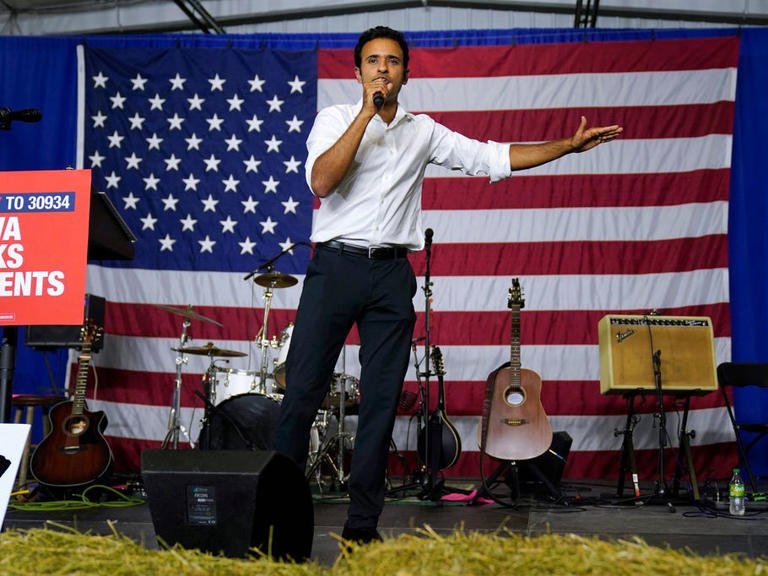 Republican presidential candidate Vivek Ramaswamy. AP Photo/Charlie Neibergall