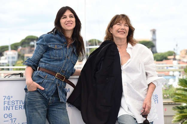Slide 6 of 21: Director Charlotte Gainsbourg and Jane Birkin attend the "Jane Par Charlotte (Jane By Charlotte)" photocall during the 74th annual Cannes Film Festival on July 8, 2021.