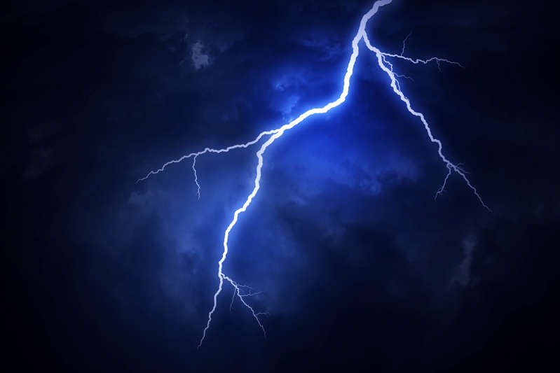 a close up of smoke: Stock image of lightning bolt in the sky. A golf ball has been found which Top Golf claim to be the one that was struck my lightning recently.