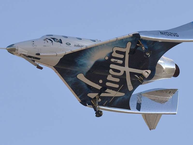 Virgin Galactic's VSS Unity comes in for a landing after its suborbital test flight on December 13, 2018, in Mojave, California.