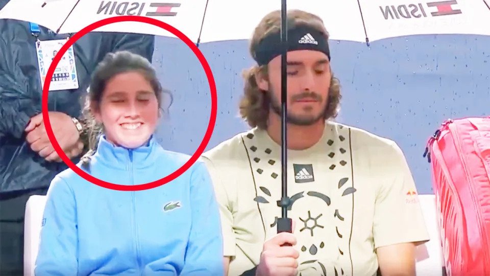 Stefanos Tsitsipas shared a beautiful moment with a ball girl at the Barcelona Open that tennis fans can&#39;t get enough of. Pic: Tennis TV