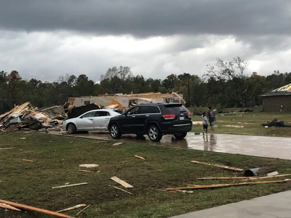 Scenes of devastation can be seen on Friday, Nov. 4, 2022 in Powderly, Texas, along Lamar County Road 35940, west of State Highway 271, after a massive tornado hit the area. It caused extensive damage and destroyed a number of homes.