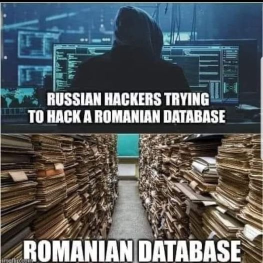 Ar putea fi o imagine cu 1 persoană şi text care spune „RUSSIAN HACKERS TRYING TO HACK A ROMANIAN DATABASE ROMANIAN DATABASE”