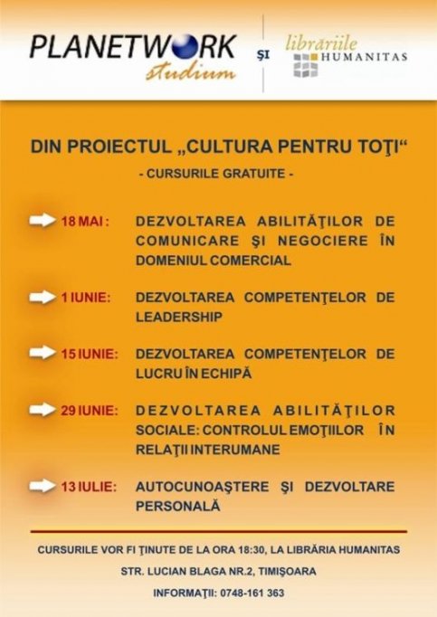 Cursuri Proiect Cultura pentru toti