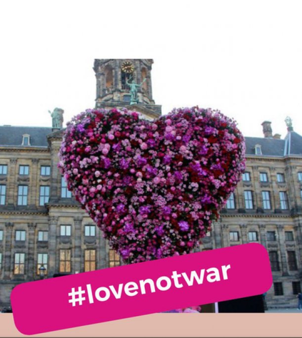 Floriștii din 17 țări, inclusiv România, fac front comun împotriva războiului și transmit un mesaj ferm lui Putin: #LOVENOTWAR