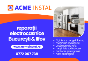 ACME Instal București vă oferă servicii de reparații electrocasnice: frigidere, mașini de spălat, aragazuri, congelatoare
