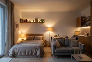Mood lighting în garsoniere mici: lumina care atinge obiectele, nu golul din mijloc