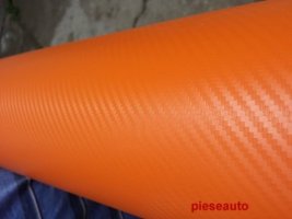 Folie carbon 3D portocaliu latime 1.27m
