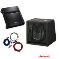 Subwoffer Alpine SBE-1044BR+Amplificator Alpine PMX-T320+Kit cabluri Bull Audio 10mm