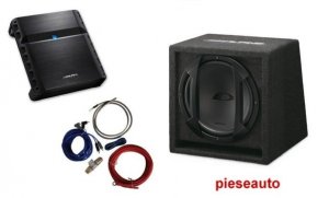 Subwoffer Alpine SBE-1244BR + Amplificator Alpine PMX-T320 + Kit cabluri Bull Audio 10mm